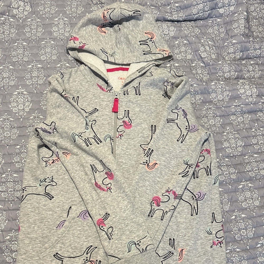 Cat & Jack Gray Hoodie with Unicorn Print